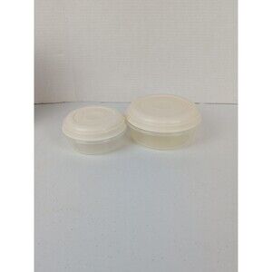 Rubbermaid Servin Saver Set Storage Container Round Almond Lid 1.7 Pt & 14oz